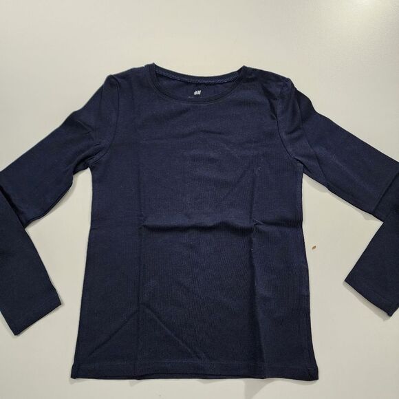 H&M Girls Long Sleeve Navy Dark Blue Shirt Size 6x NEW without Tags - Picture 1 of 3
